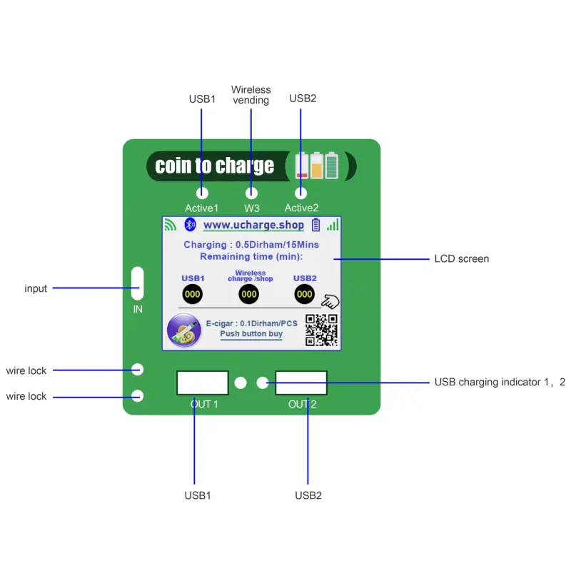 Coin operated phone charging timer APP remote management 4G network wired wireless charger