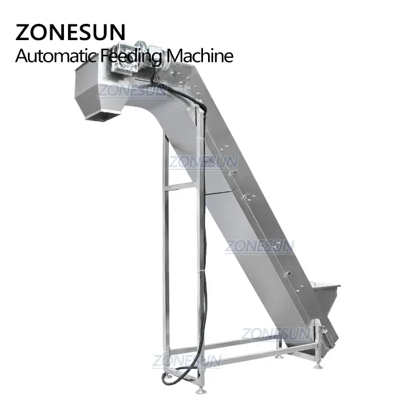 ZONESUN ZS-SLJ2 Nuts Beans Granule Incline Bucket Type Conveyor Belt Elevator With Hopper