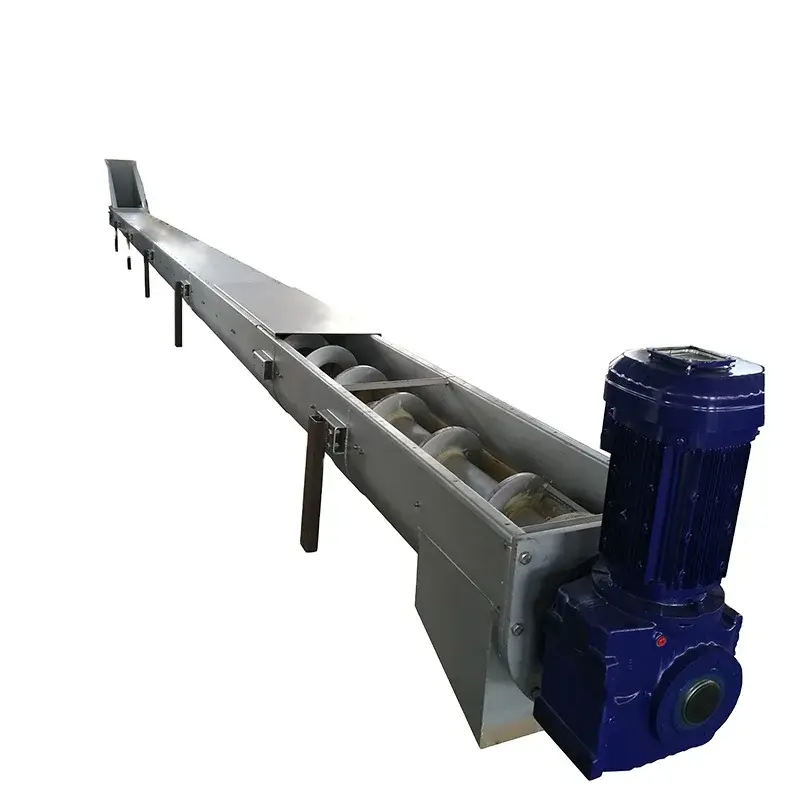 sewage wastewater slurry solid sludge u trough type tube tubular screw transport conveyor for industrial with hopper