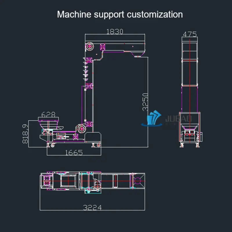 JUBAO Vertical Belt Lifting Z type Conveyor System with factory price