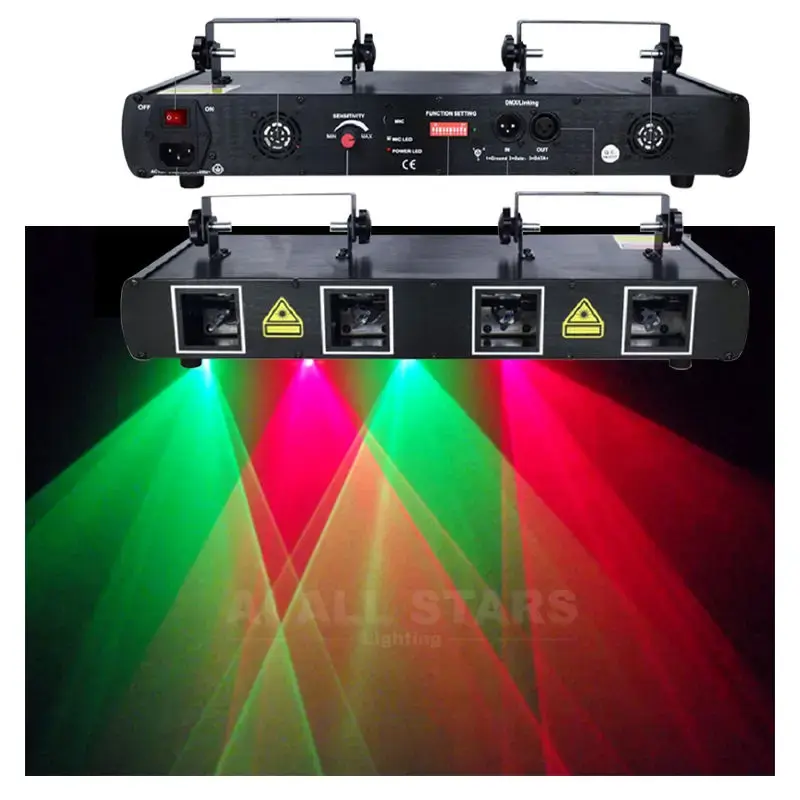 Party Lights 4 Lens DMX Laser Stage Club Light RGB Beam Projector Disco Laser cube Sharpy Light Effects For Night Bar