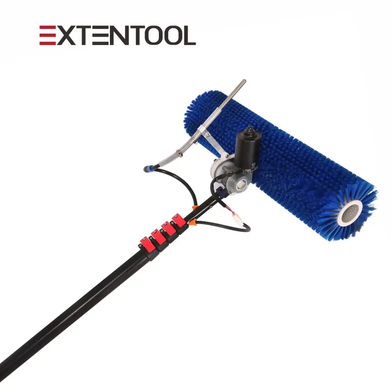 Extentool 5.5m photovoltaic solar panel roller cleaning rotating brush robot with telescopic pole