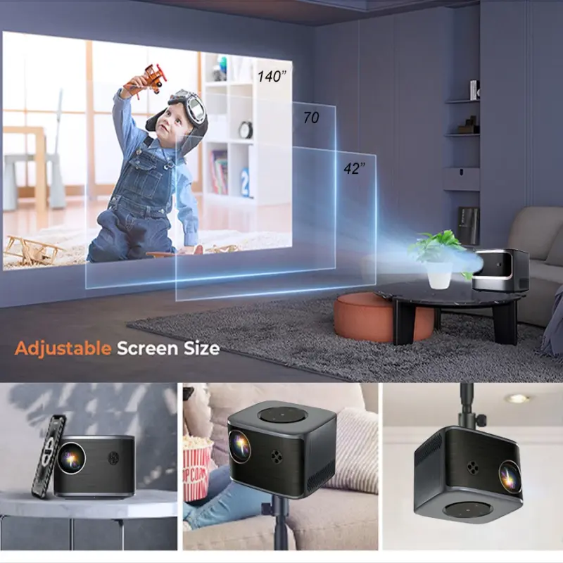 Modern Design AK40 3D Mini Movie Video Projector Lens, LCD Smart Touch Panel Projector Android 4K Beamer