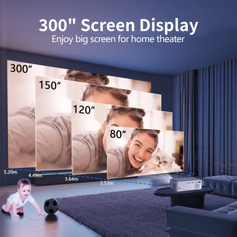 Topfoison X5 1080P Native Full Hd Smart Multimedia Movie Video Theater Home Cinema 4K Android Projectors Support Wifi Hdmi Usb