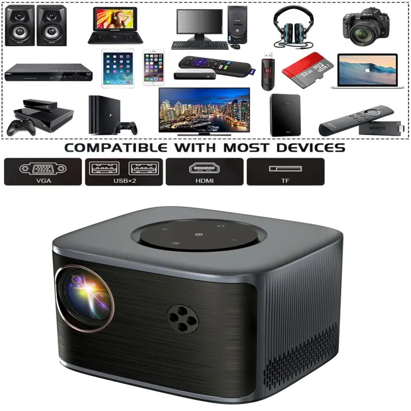 Modern Design AK40 3D Mini Movie Video Projector Lens, LCD Smart Touch Panel Projector Android 4K Beamer