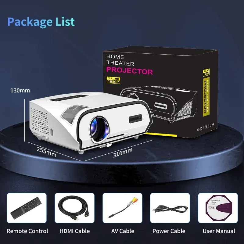 caiwei14300Lumens Projectors hd 4k 1080p Mini Pico led Pocket Portable LED Smart 3D 4K Wifi Home Theater Projectors