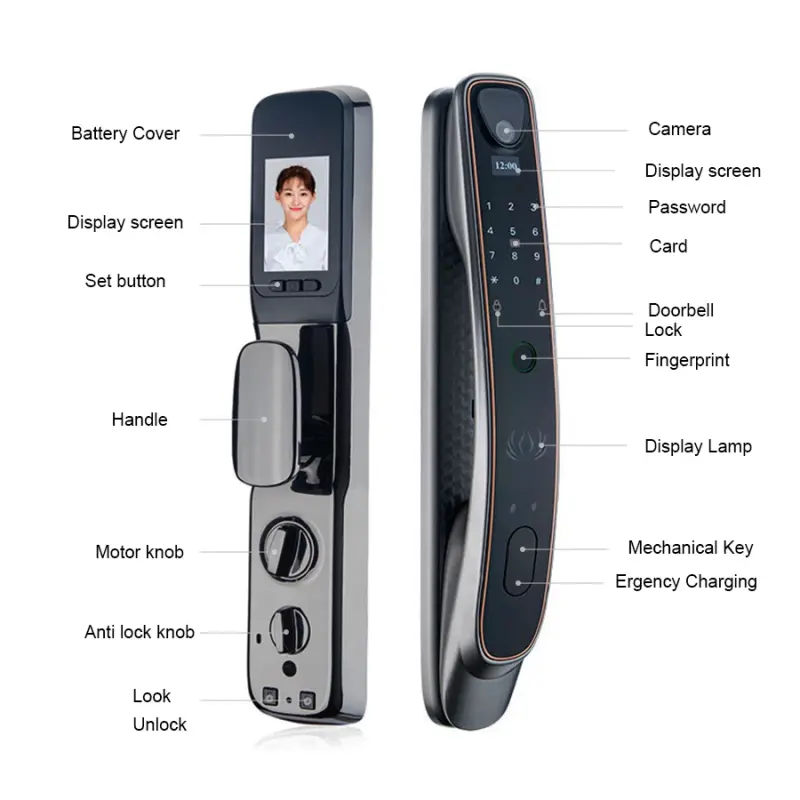 TYSH Smart Home Digital Automatic Biometric Tuya Wifi Fingerprint Smart Door Lock With Camera High Security For Home