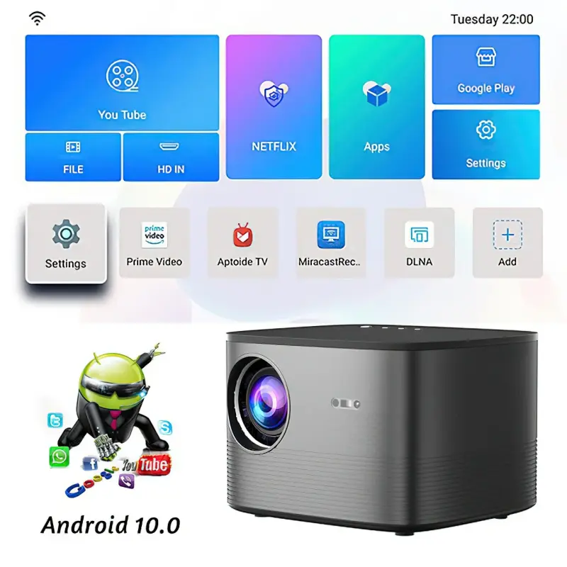 Full HD Projector 5G WIFI Blue tooth 350Ansi 200" Display Digital Focus 1920 x 1080 Android 4K Projectors F18 Home Theater