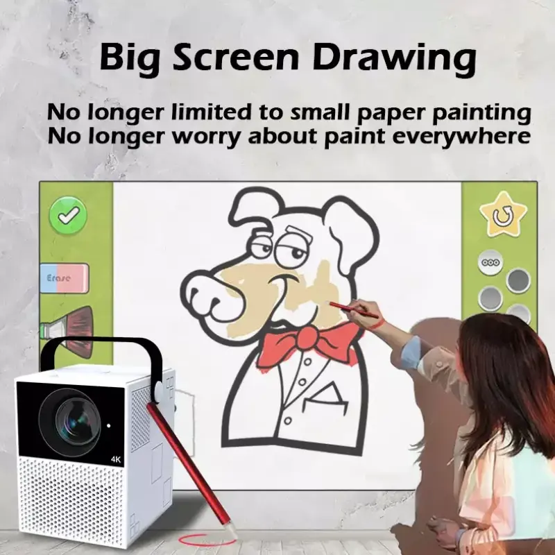 Hot selling Battery 2600mA Portable 4k  Touch screen interactive projector android cube projector