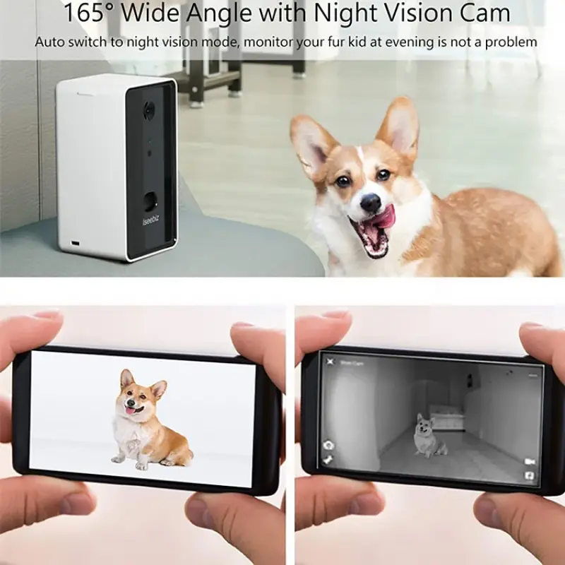 Factory price automatic pet feeder with camera connect to wifi microchip pet feeder