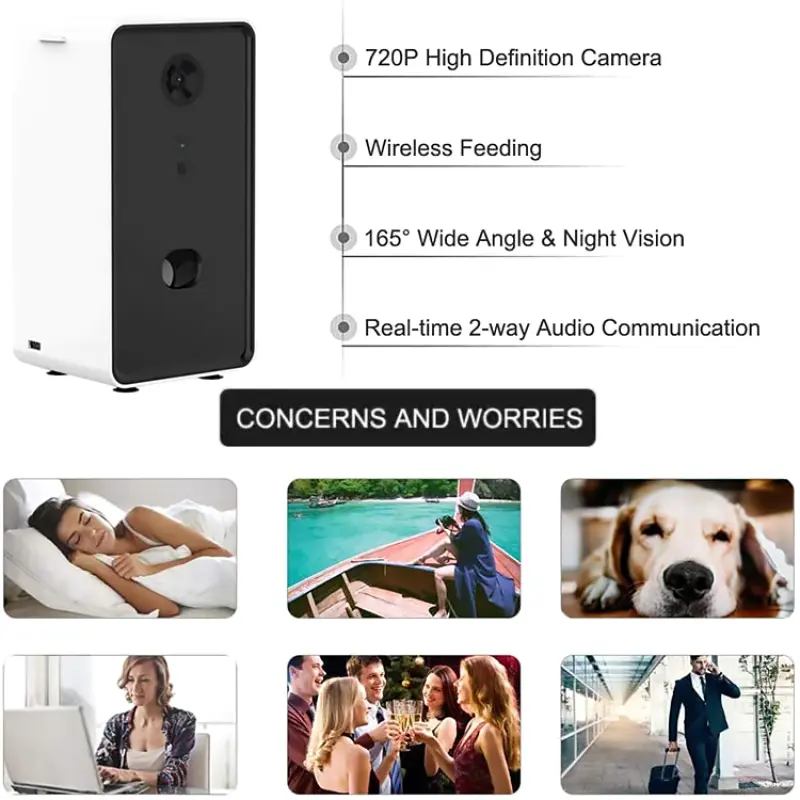 Factory price automatic pet feeder with camera connect to wifi microchip pet feeder