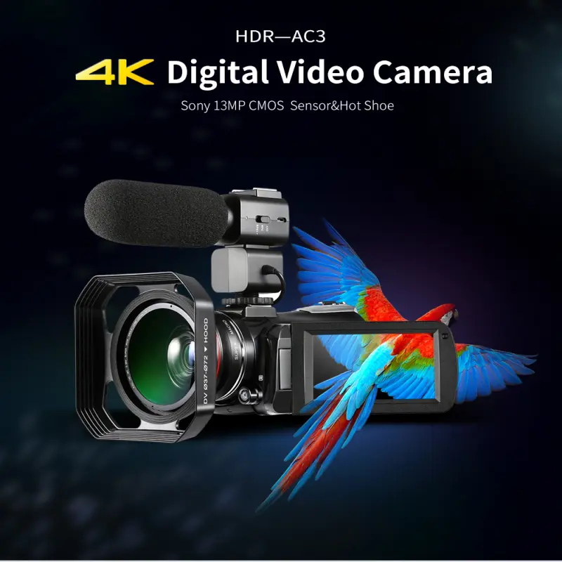 Night Vision 30X Digital Zoom WiFi Camcorder Video Camera UHD 4K professional Camcorder ORDRO AC3