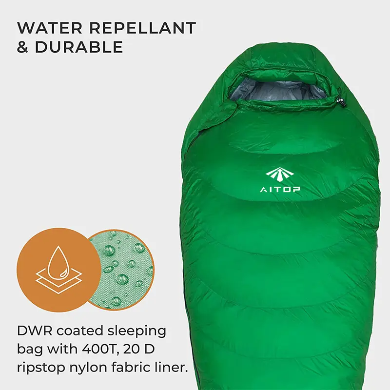 Outdoor Camping Water Resistant Alpine Down Sleeping Bag For Winter