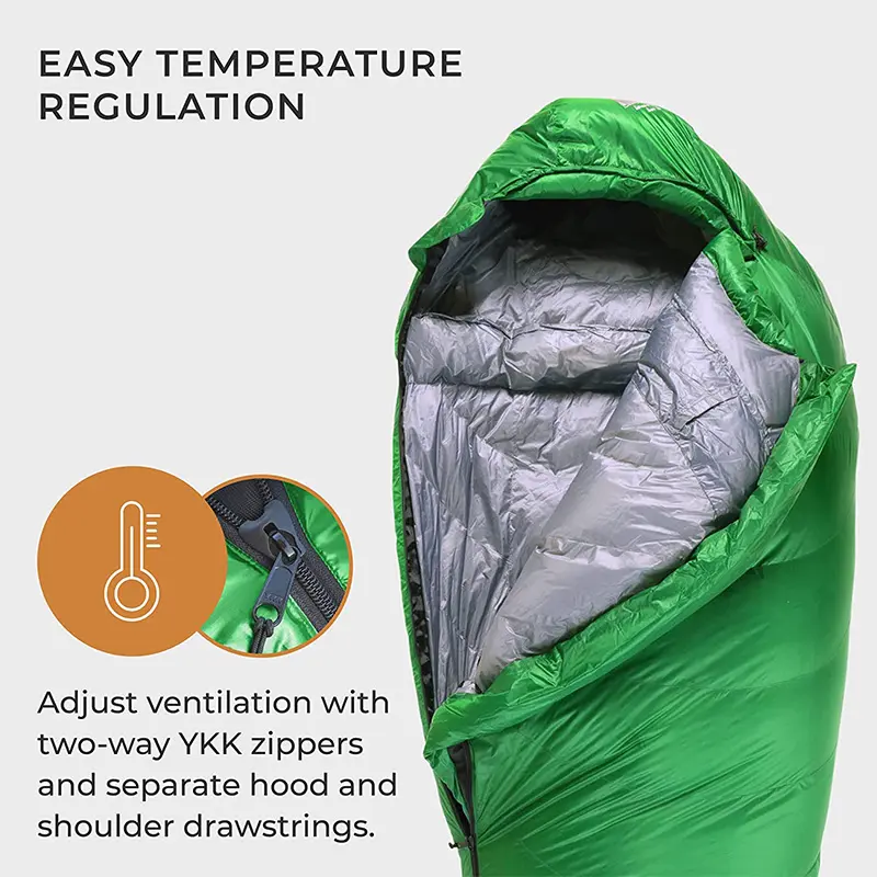 Outdoor Camping Water Resistant Alpine Down Sleeping Bag For Winter