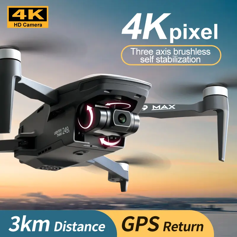 i9 Max 4km 3-axis Gimbal brushless mini quadcopter RC fpv drone 5g wifi GPS professional drones 4k hd with camera