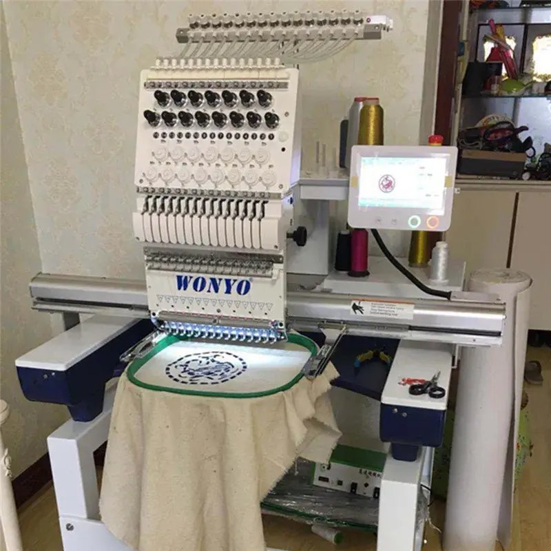 Automatic Single Head 15 Needle Computerized Towel 3D Cap Embroidery Machine  500-800 mm