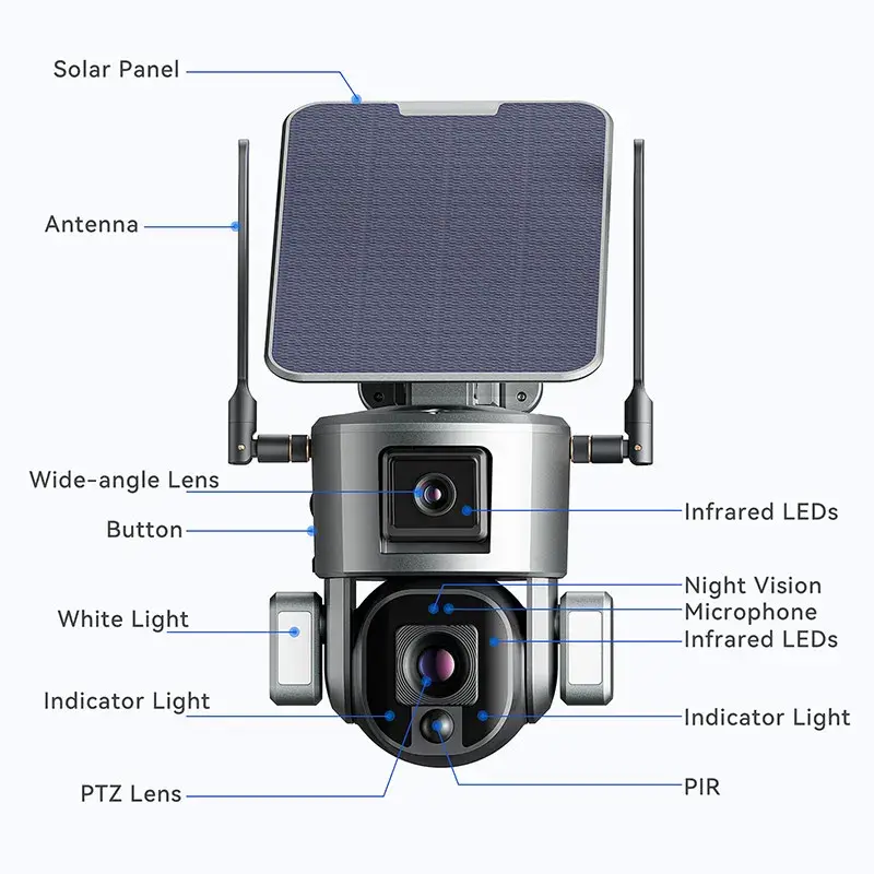 factory price ip dule lens 4k professional digital 10x solar panel camera