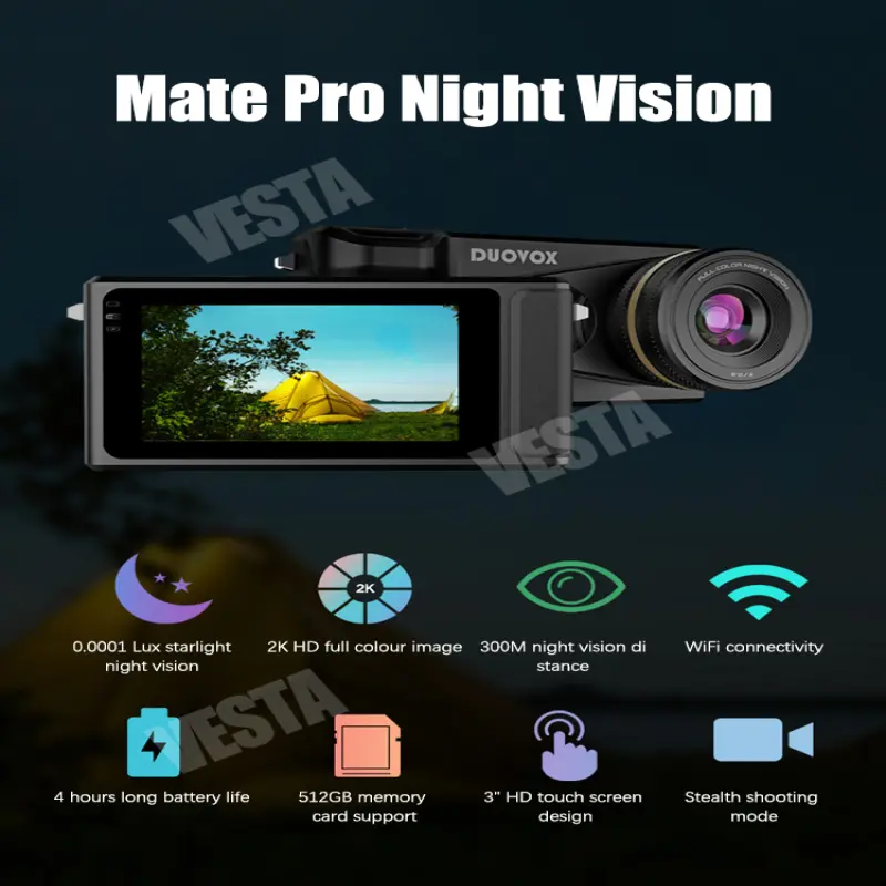 2K HD Full Color Image Duovox Mate Pro Night Vision Camera Infrared Digital Rechargeable Camera Professional For Outdoor Hunting