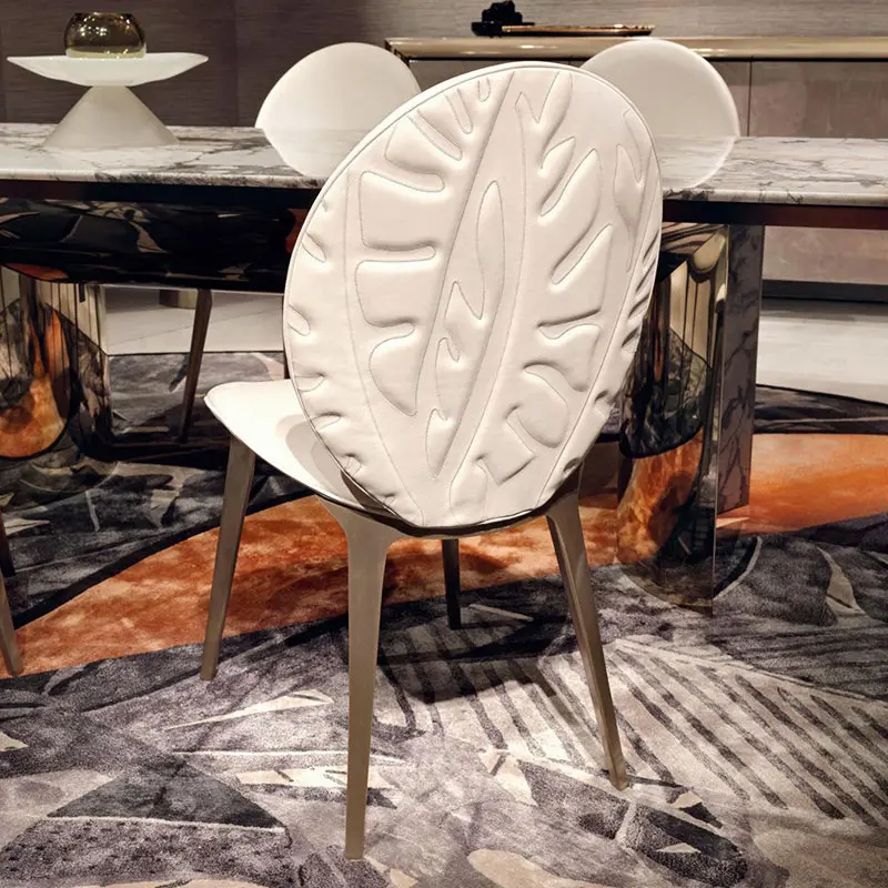 Italian Luxury Restaurant Dinning Room Furniture  Fabric Velvet Dining Chairs With Metal Legs