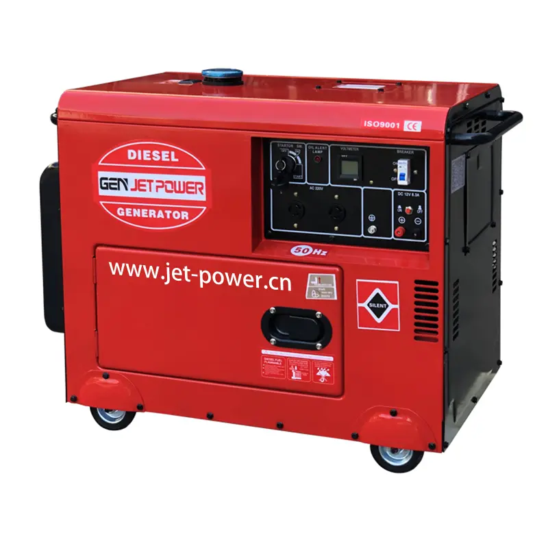 Portable mini type single phase air cooled super silent diesel generator 8kw generator with wheels