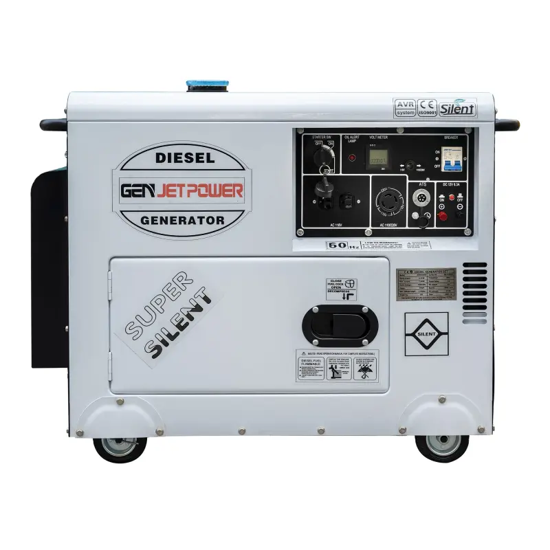 Portable mini type single phase air cooled super silent diesel generator 8kw generator with wheels