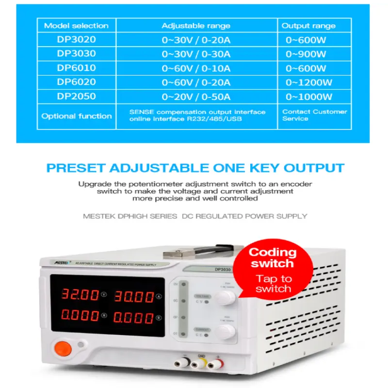 60V 10A Mestek DC power supply 36V 24V 10A 20A 5A 30A High Stability Digital Adjustable Switching Lab Test Power Supply 600w