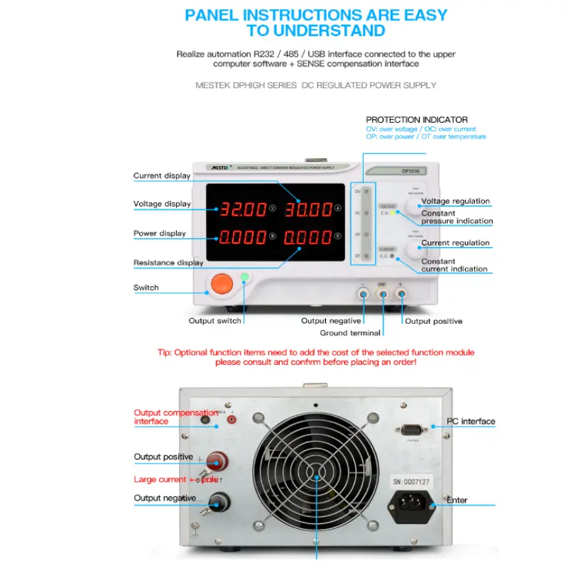 60V 10A Mestek DC power supply 36V 24V 10A 20A 5A 30A High Stability Digital Adjustable Switching Lab Test Power Supply 600w