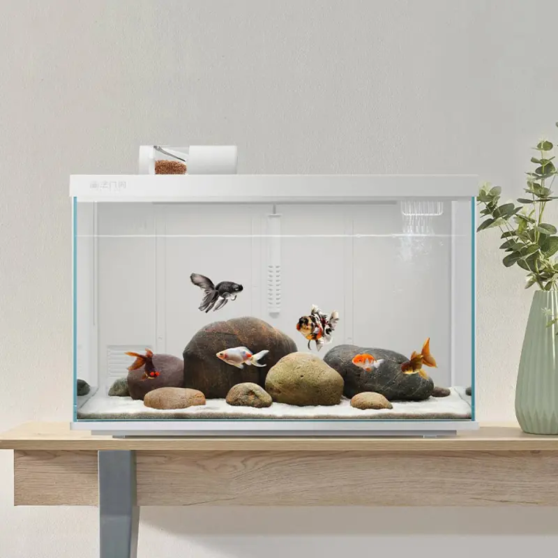 High Quality 30L Aquarium Mini Glass Fish Tank With Led Light Koi Betta Desktop Ecological Small Fish Tank