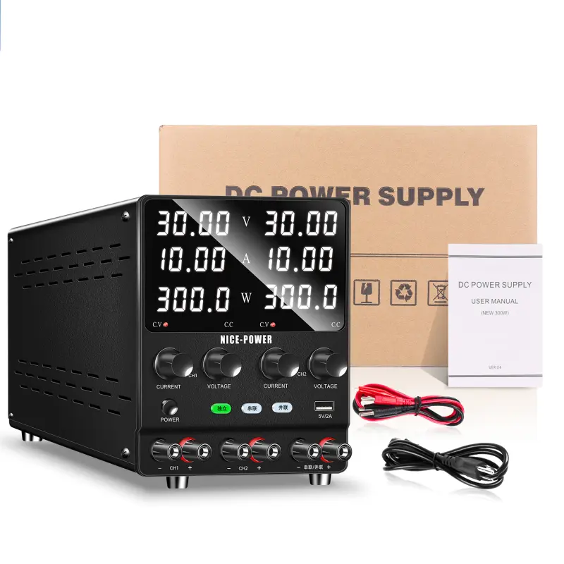 Dc Dual Channel Bench Power Supply 30v 10a Output High-precision Power Supply With Power and Two Colors 4 Digits LED Display