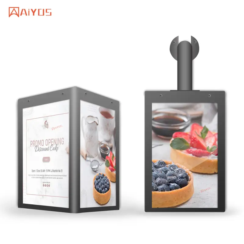 Cube Digital Signage and Displays 10.1 inch 4 Sides LCD Advertising Display Screen With LED Logo Light