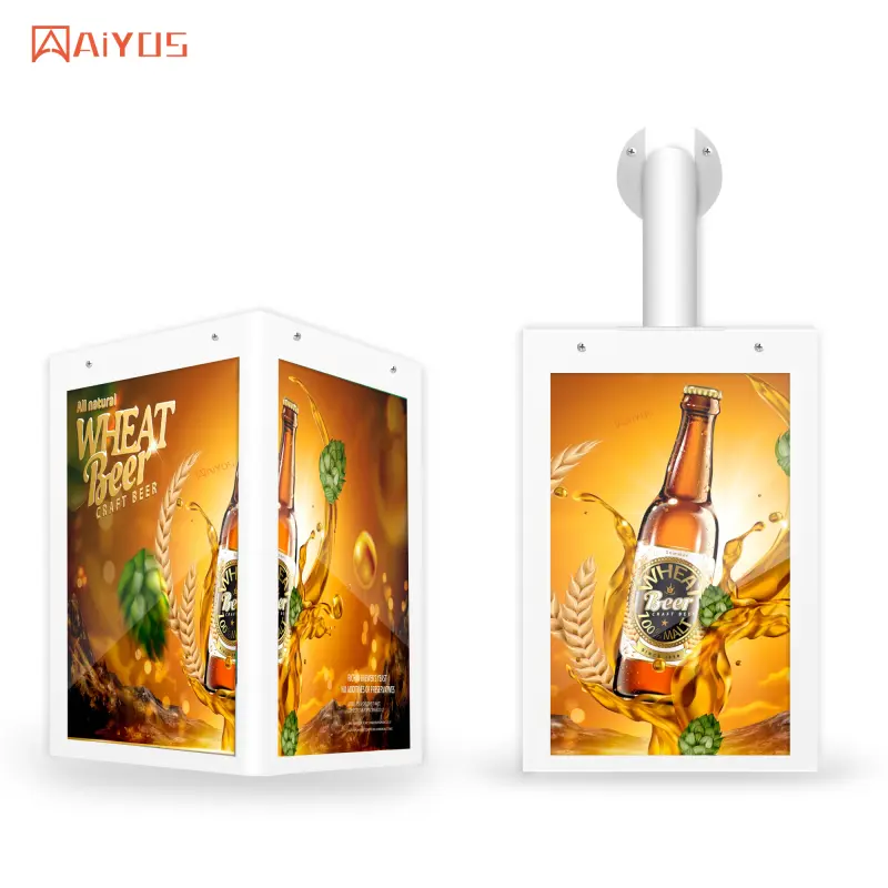 Cube Digital Signage and Displays 10.1 inch 4 Sides LCD Advertising Display Screen With LED Logo Light