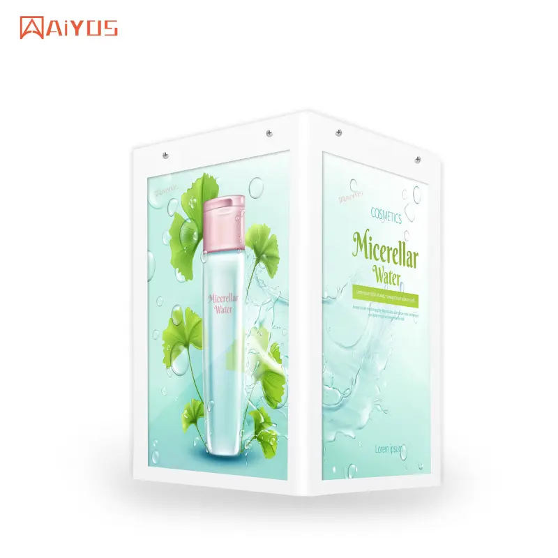 Cube Digital Signage and Displays 10.1 inch 4 Sides LCD Advertising Display Screen With LED Logo Light