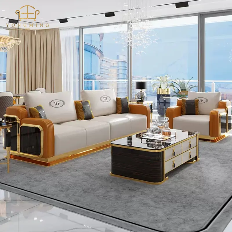 Furniture sofa set designs soft living room sectional sofa brown U shape luxury modern sofa for home