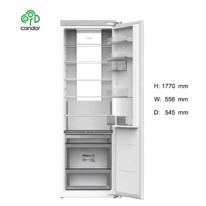 Candor custom 1770(H)*556(W)*545(D)mm 276L 308L  integrated fridge freezer built in side by side refrigerator freezer