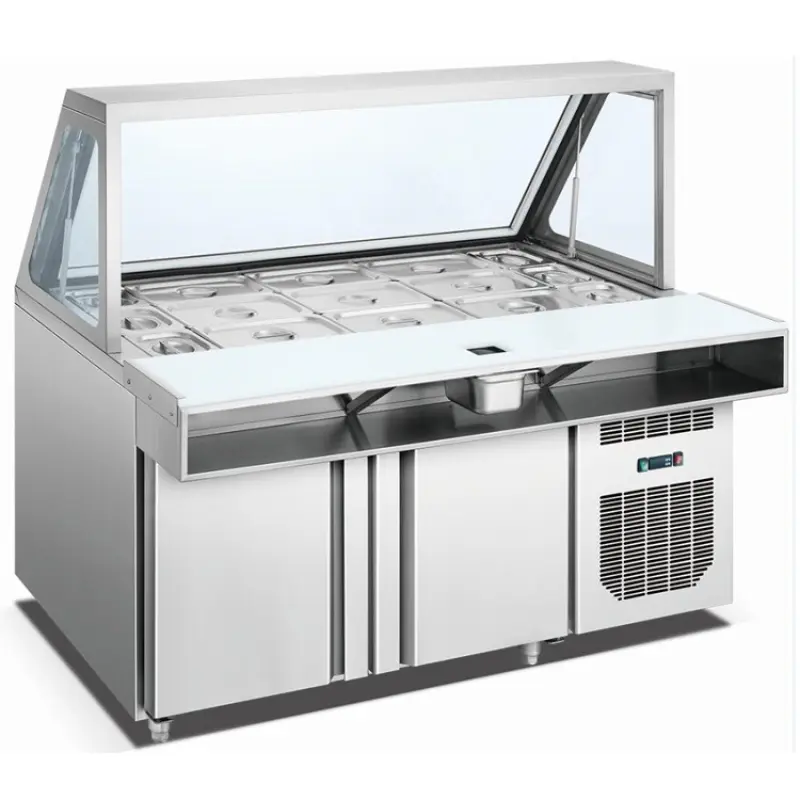 Foaming Single Door Salad Display Counter Chiller 280L Stainless Steel