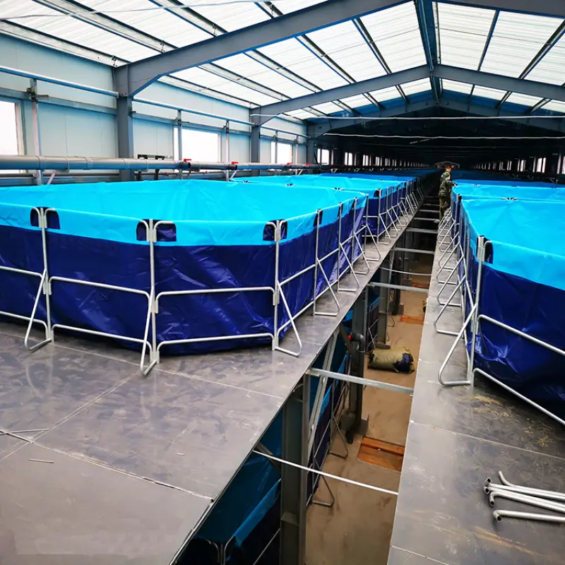 2023 Moveable rectangular 15000L biofloc fish farming tank pvc fish farming tank