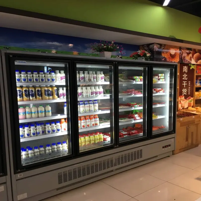 Supermarket Refrigerator Upright Commercial Refrigerator 3 Glass Door  Beverage Cooler Freezer