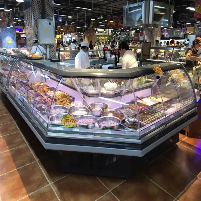 Commercial refrigertion-Open type refrigeration equipment supermarket meat showcase