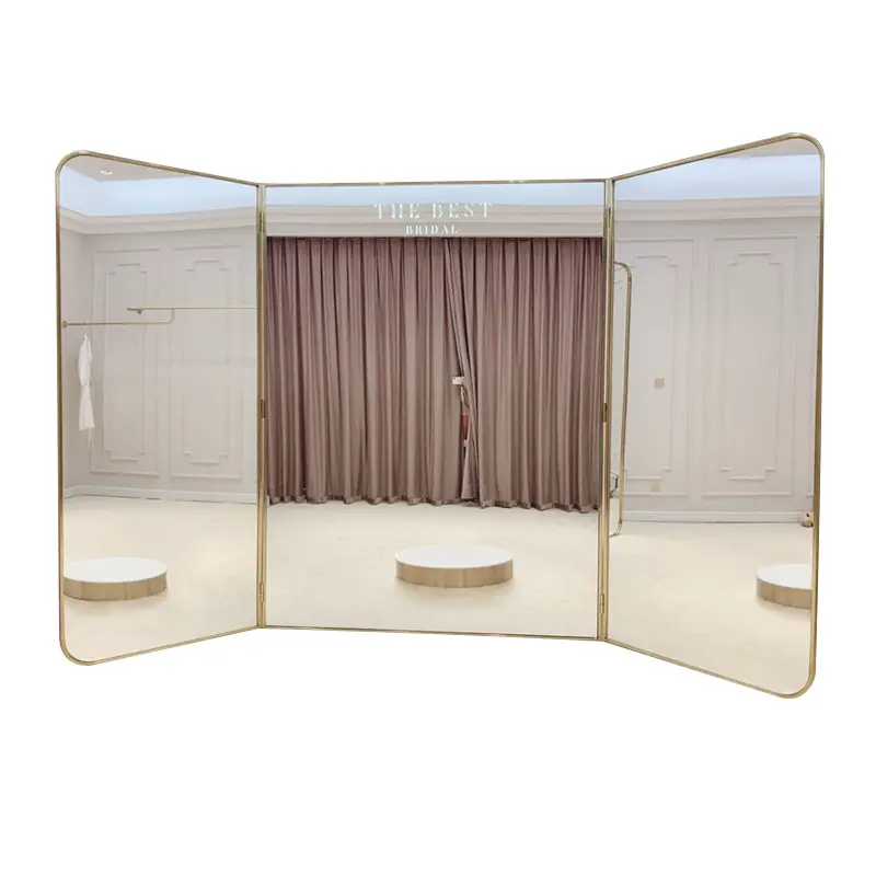 Standing Mirror Luxury Large Floor Mirror Square Round Full Length Mirror for Bridal Shop
