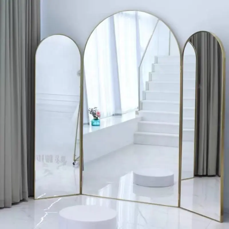 Standing Mirror Luxury Large Floor Mirror Square Round Full Length Mirror for Bridal Shop
