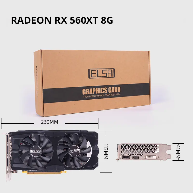 Elsa Rx 560 Video Card 8Gb Gpu Radeon Rx 560 XT 8G Gpu Rx560 Graphics Cards Computer Game For Amd Video Card