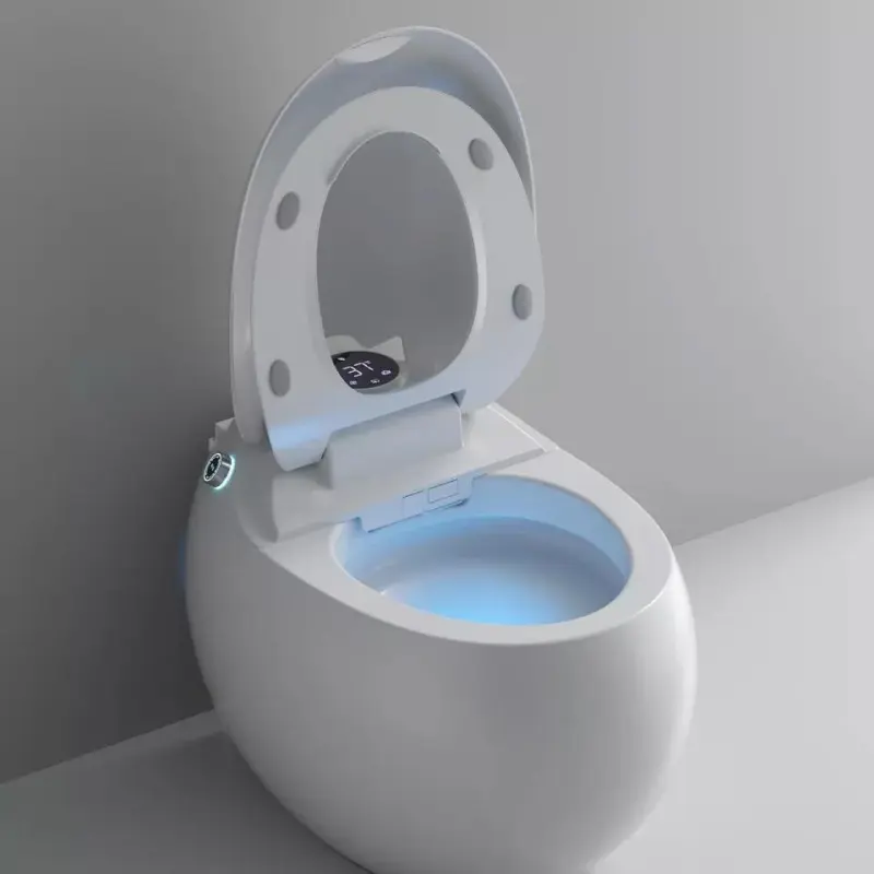 Shaped Water Closet One Piece Luxury Wc White Color Foot Flush Egg-Shaped Floor Mount Egg Shape Smart Toilet