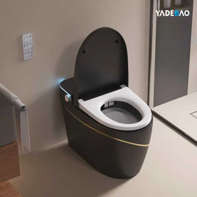 Black Gold Automatic Ceramic Sanitary Ware Commodes WC Bathroom Intelligent Toilet Bowl One Piece Smart Toilet