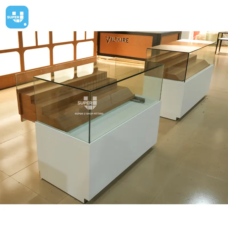 Custom Wooden Tobacco Shop Fitting Furniture Vintage Smoke Shop Glass Display Showcase Retail Store