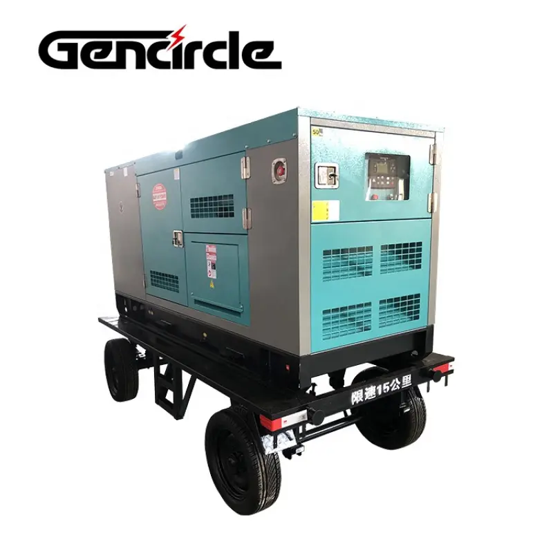 1800RPM AC 3 phase diesel generator with trailer type 50kw 80kw water cooling diesel generator