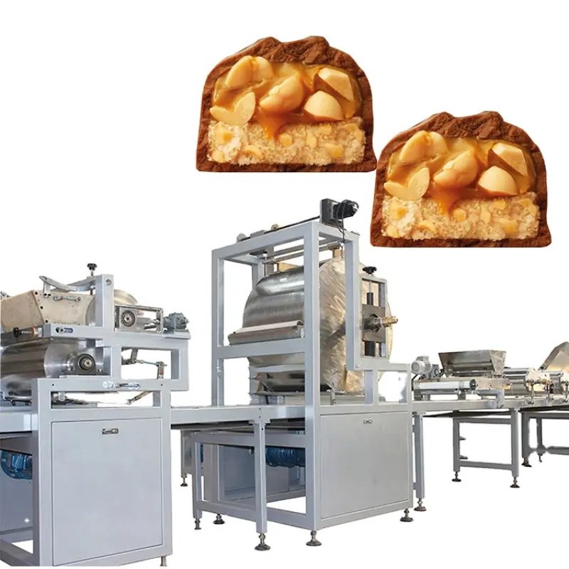 Automatic mars twix chocolate bar making machine chocolate nougat bar enrobing machine