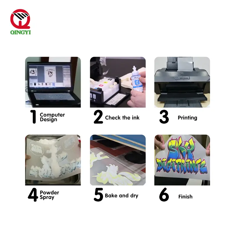 New modified a3 white CMYK ink epson l1800 dtf pet film printer for dtf T-shirt printing powder