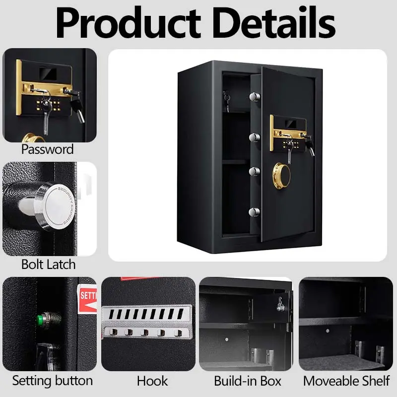 Electronic Money Safe Cash Box Jewelry Steel Secret Fingerprint Smart Safe Lock Box For Home