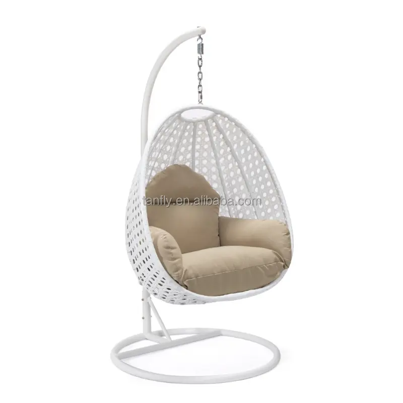 High Quality Modern Single Hanging Egg Chair Outdoor Patio Hanging Rattan Swing Chair with Stand
