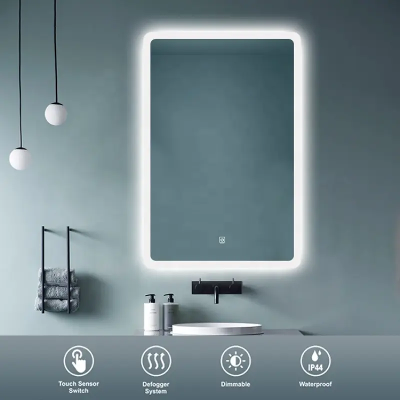Wall Mounted Bath Mirror Led Lighted Magic Smart Bathroom Mirror with Speaker